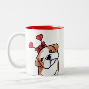 Mug à café bicolore Bulldog de la Saint-Valentin