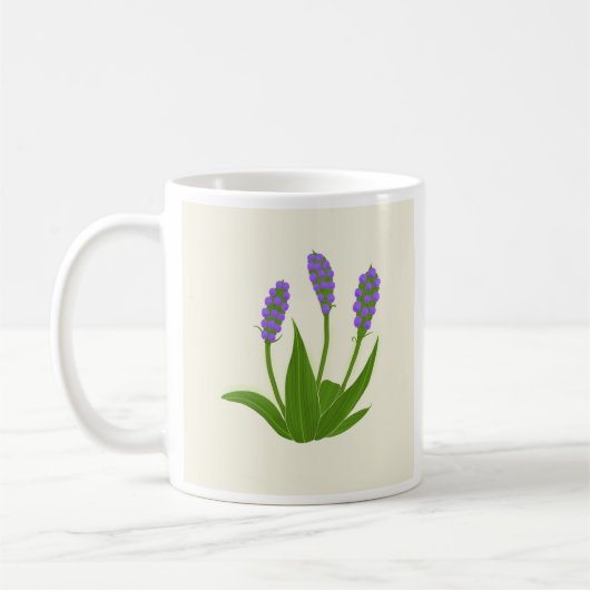 Mug à café blanc avec des fleurs violettes (Gauche)