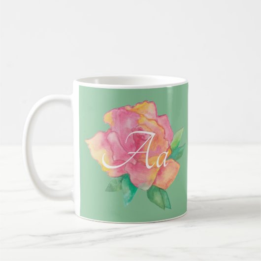 Mug à café blanc classique "Fleur rose" (Gauche)