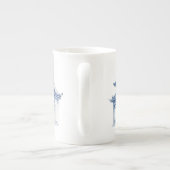 Mug à café bleu et blanc Pagode de style chinois (Dos)