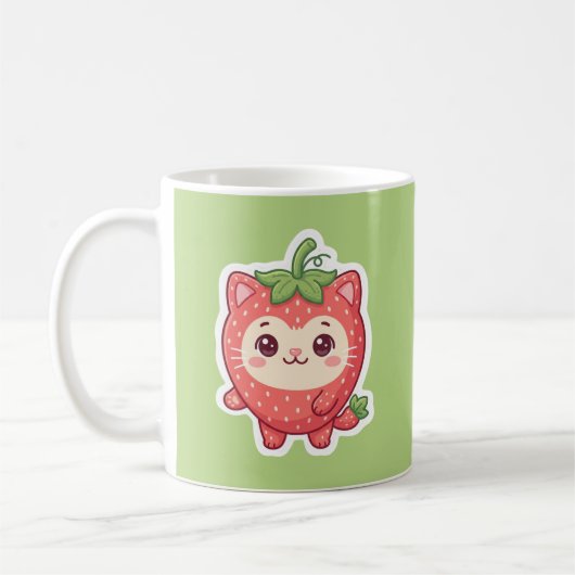 Mug à café chat mignon Kawaii fraise (Gauche)