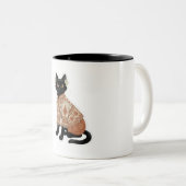 Mug à café chat noir floral terracotta (Devant droit)