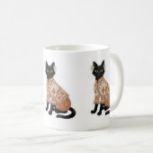 Mug à café chat noir floral terracotta (Devant droit)