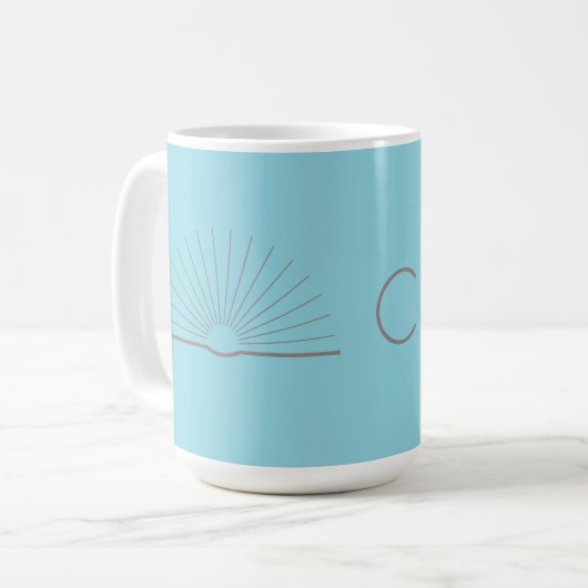 Mug à café CMEC - 15 oz, bleu clair avec gris (Devant gauche)