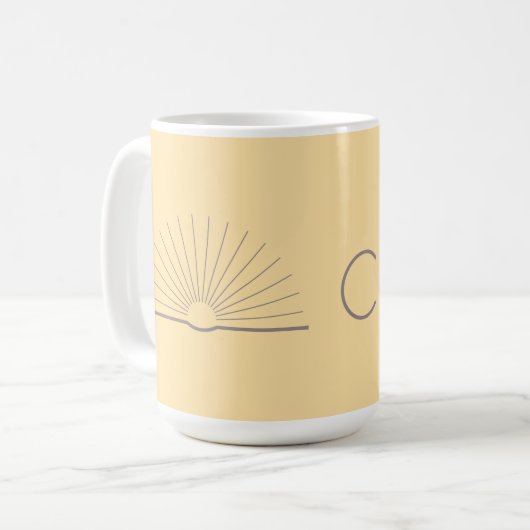 Mug à café CMEC - 15 oz, jaune clair avec gris (Devant gauche)