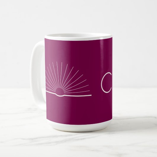 Mug à café CMEC - 15 oz, rouge profond avec blanc (Devant gauche)