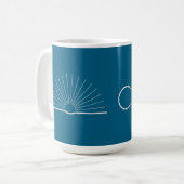 Mug à café CMEC - 15 oz, turquoise avec blanc (Devant gauche)