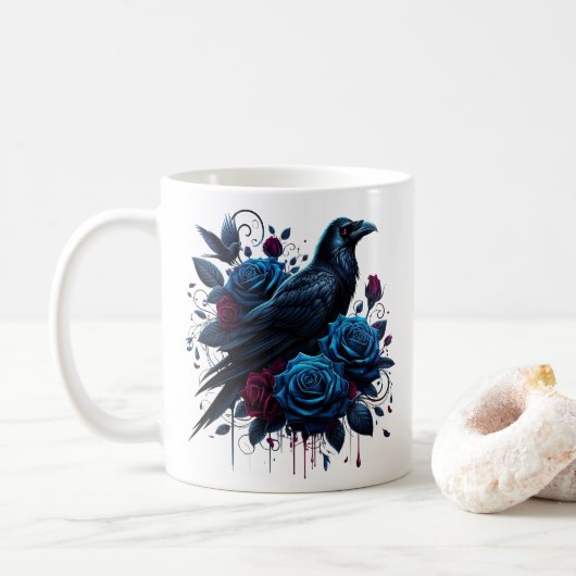 Mug à café Corbeau d'Halloween (Avec donut)