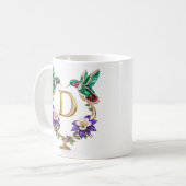 Mug à café D Monogramme Oiseau-Mouche Bijou de Lux (Devant gauche)
