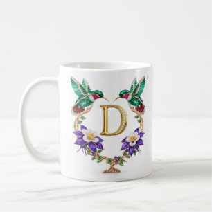 Mug à café D Monogramme Oiseau-Mouche Bijou de Lux