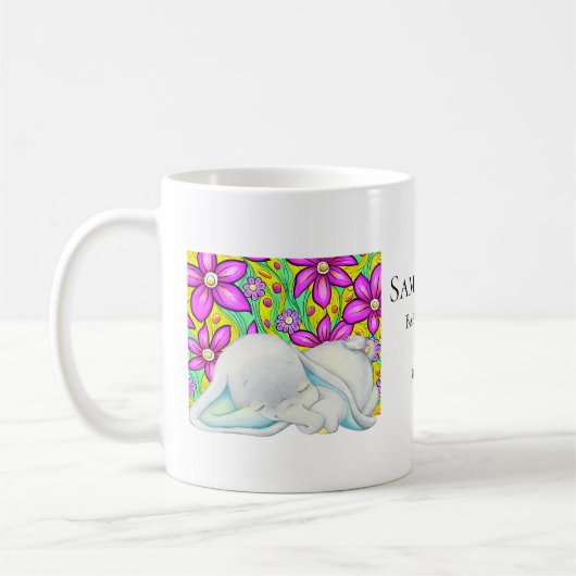 Mug à café d'éléphants de fleurs (Gauche)