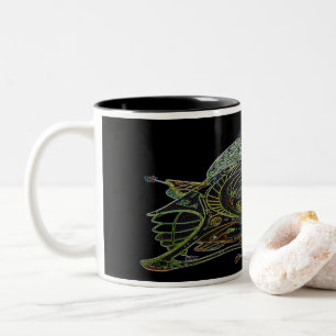 Mug à café deux tons avec vaisseau spatial Art 1 E