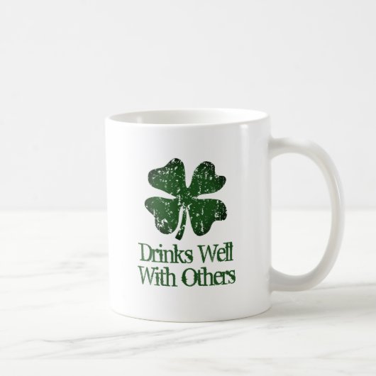 Mug à café drôle de la Saint-Patrick chanceux trèf (Droite)