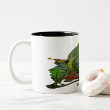 Mug à café en deux tons avec vaisseau spatial Art 