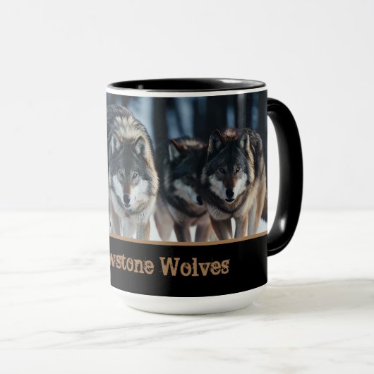 Mug à café en deux tons pour loups de Yellowstone (Devant droit)