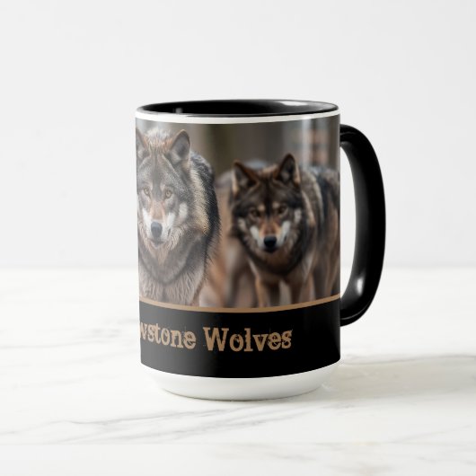 Mug à café en deux tons pour loups de Yellowstone (Devant droit)