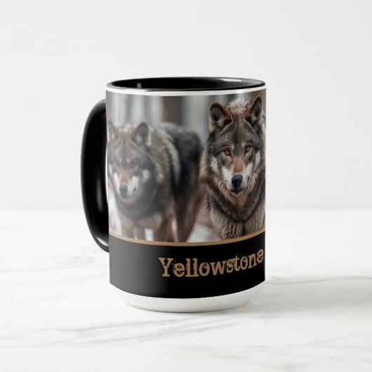 Mug à café en deux tons pour loups de Yellowstone (Devant gauche)