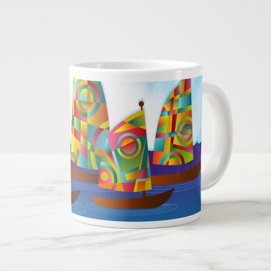 Mug à café en voilier coloré (Devant droit)