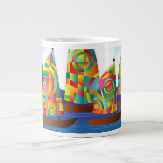 Mug à café en voilier coloré (Devant)