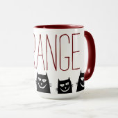Mug à café "ÉTRANGE" 5 CHATS NOIRS (Devant droit)