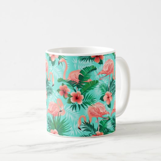 Mug à café Flamant rose tropical (Devant droit)