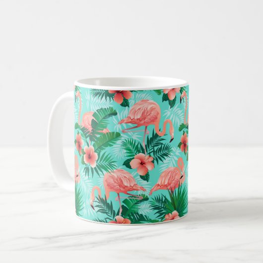 Mug à café Flamant rose tropical (Devant gauche)