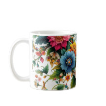 Mug à café fleuri botanique