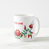 Mug à café fleuri personnalisé hongrois (Devant droit)