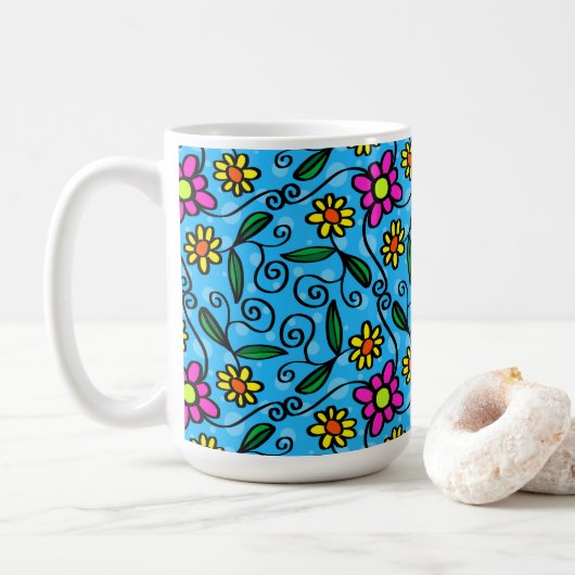 Mug à Café Fleurs Abstrait (Avec donut)