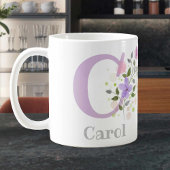 Mug à café floral avec nom et initiale