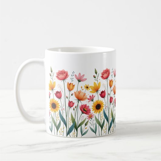 Mug à café floral - Coupe en céramique à fleurs co (Gauche)