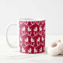 Mug à café floral de vacances; canneberge rouge