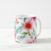 Mug à café floral - Fleurs d'aquarelle (Devant droit)