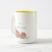 Mug à café floral "Je suis béni" (Devant gauche)