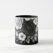 Mug à café floral noir et blanc (Centre)