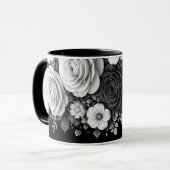 Mug à café floral noir et blanc (Devant gauche)