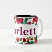 Mug à café floral personnalisable en deux tons (Devant droit)