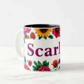Mug à café floral personnalisable en deux tons (Devant gauche)
