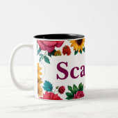 Mug à café floral personnalisable en deux tons (Gauche)
