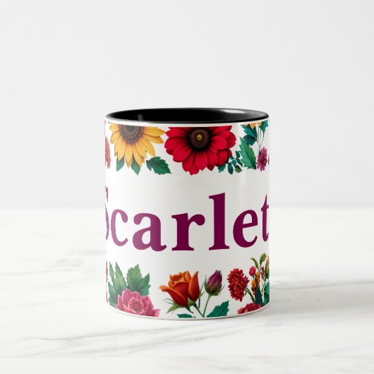 Mug à café floral personnalisable en deux tons (Centre)
