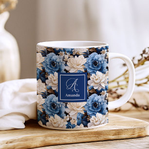 Mug à café floral personnalisé avec des fleurs de