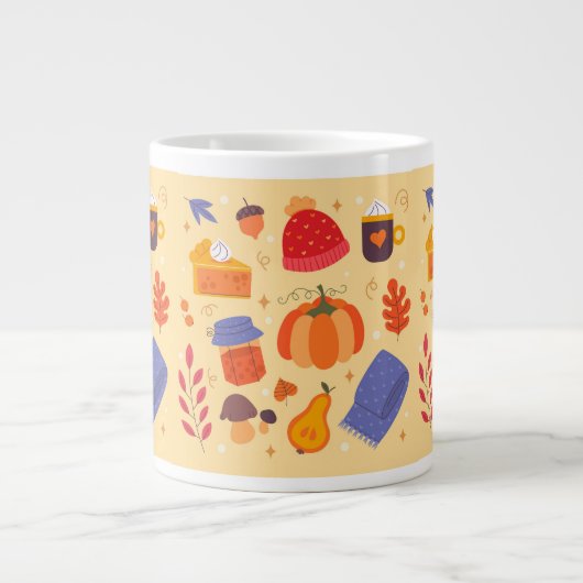 Mug à café géant automne fantaisiste et mignon (Devant)