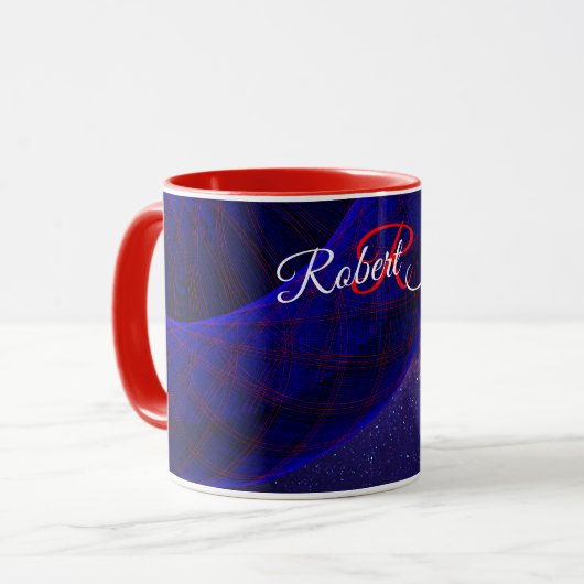 Mug à café géométrique Blue Space Donuts (Devant gauche)