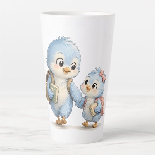Mug à Café Grand Latte Oiseau Bleu Mignon (Devant)