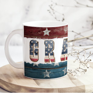 Mug à café grand-père rouge blanc bleu drapeau amé