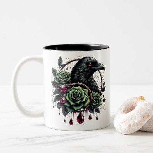 Mug à café Halloween Raven (Avec donut)