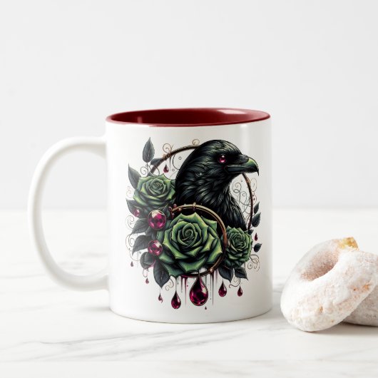 Mug à café Halloween Raven (Avec donut)