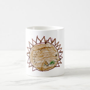 Mug à café Hérisson Mignon Tenant une Feuille