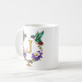 Mug à café J Monogramme Oiseau-Mouche Bijou de Lux (Devant gauche)