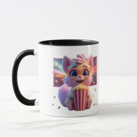 Mug à café joli chat au popcorn (Gauche)